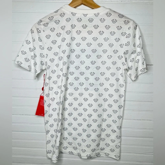True Religion Boys Monogram Logo T-Shirt White Size L Graphic Print - Picture 2 of 13
